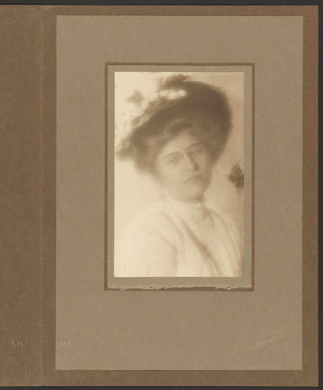 Portrait of a Woman with Floral Hat by Louis Fleckenstein