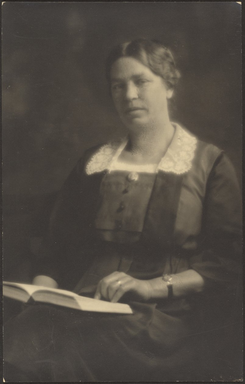 [Portrait of a Woman with Open Book] by Louis Fleckenstein