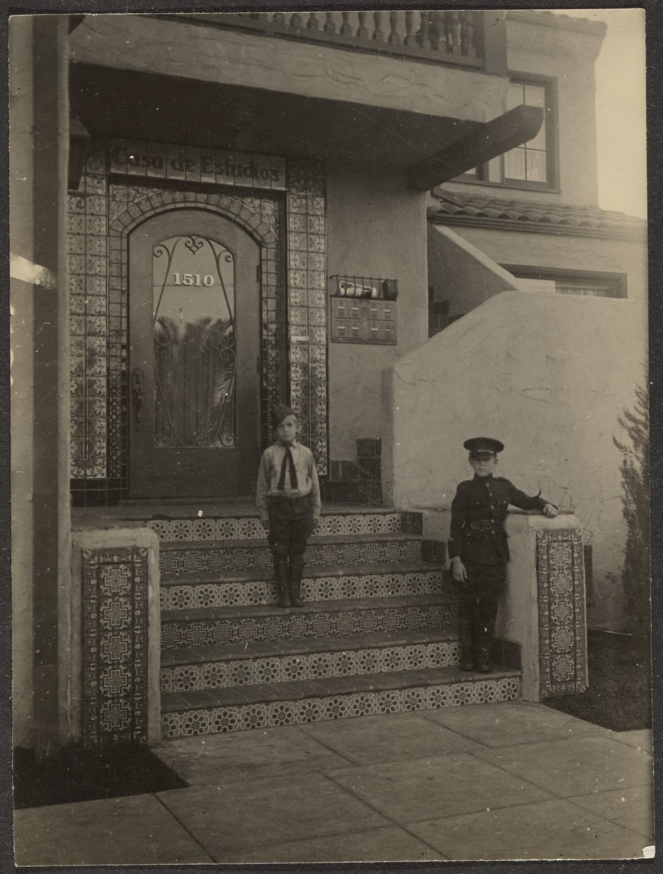 [Two Boys in Front of Fleckenstein
