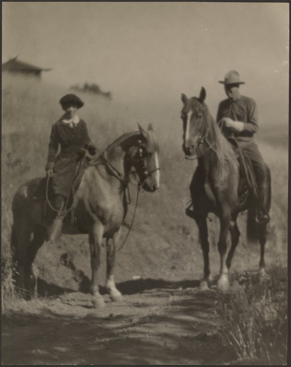 Woman and Man on Horseback by Louis Fleckenstein