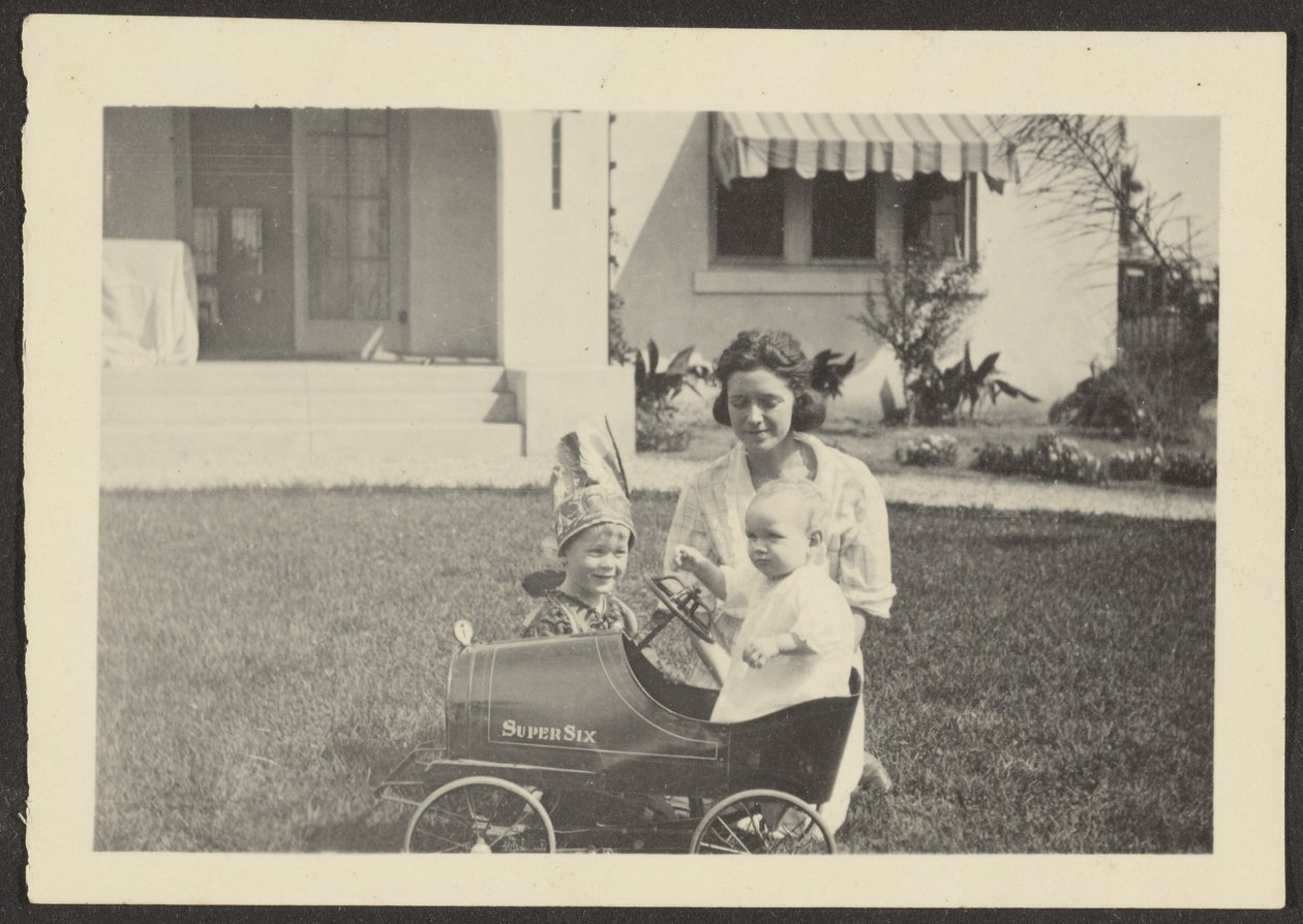 Woman with Children in Toy Car by Louis Fleckenstein