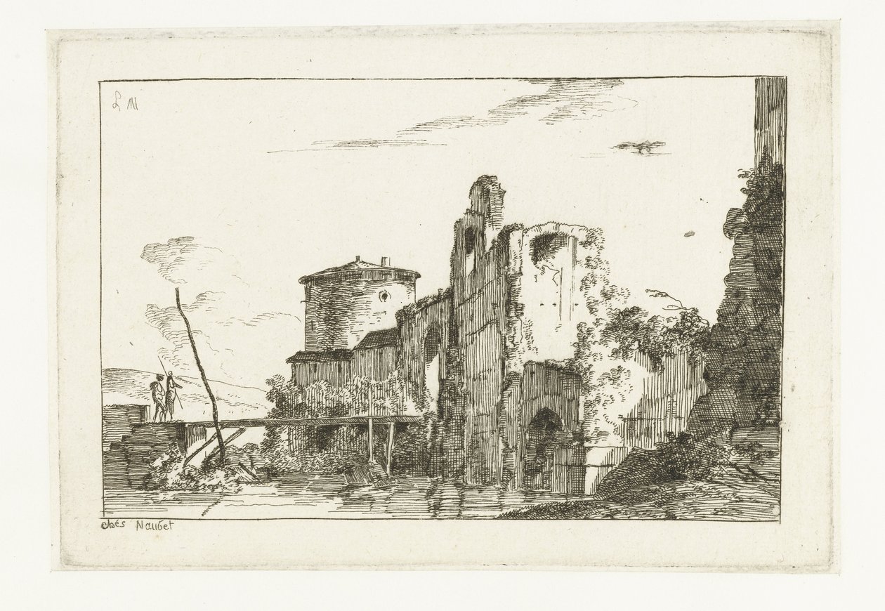 Fort and a Bridge over the River by Louis Gabriel Moreau