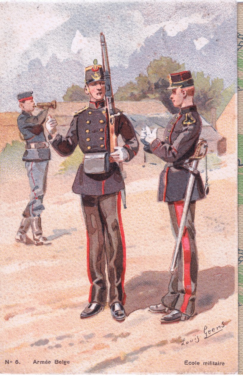 Military School, Postcard, 1920s by Louis Geens