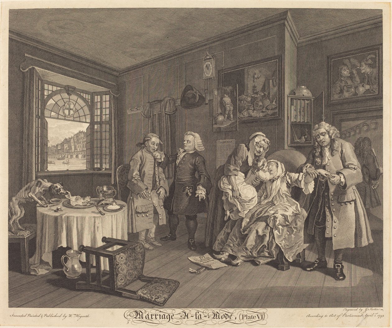 Marriage à la Mode: pl.6 by Louis Gerard Scotin after William Hogarth