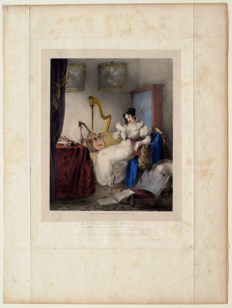 A Girl at Her Studies by Louis Haghe