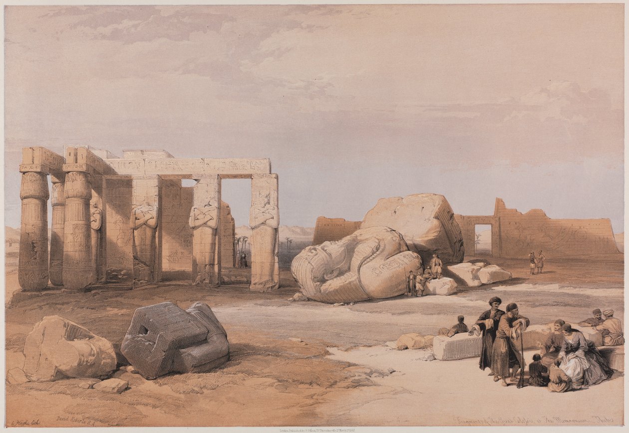 Egypt and Nubia, Volume II: Fragments of the Great Colossi at the Memnonium, Thebes by Louis Haghe