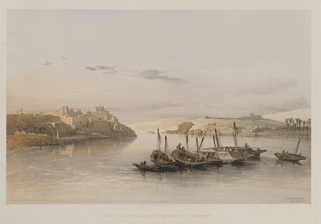 Egypt and Nubia, Volume II: General View of Esouan and the Island of Elephantine, 1848 by Louis Haghe