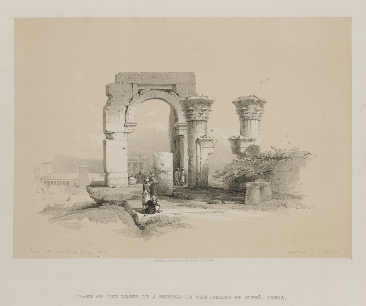 Egypt and Nubia, Volume II: Ruins - Temple on the Island of Biggeh, Nubia, 1847 by Louis Haghe