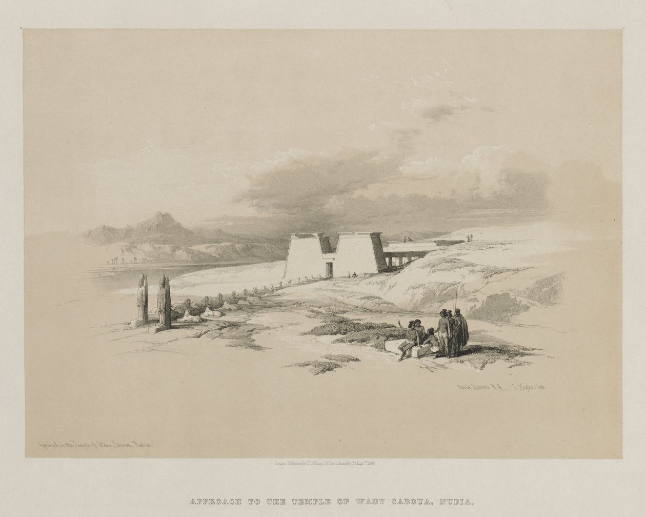 Egypt and Nubia, Volume I: Approach to the Temple of Wady Saboua, Nubia, 1847 by Louis Haghe