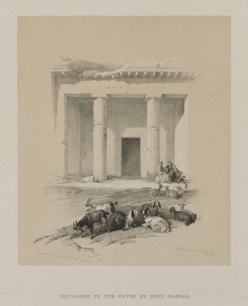 Entrance to the Caves of Beni-Hasan by Louis Haghe