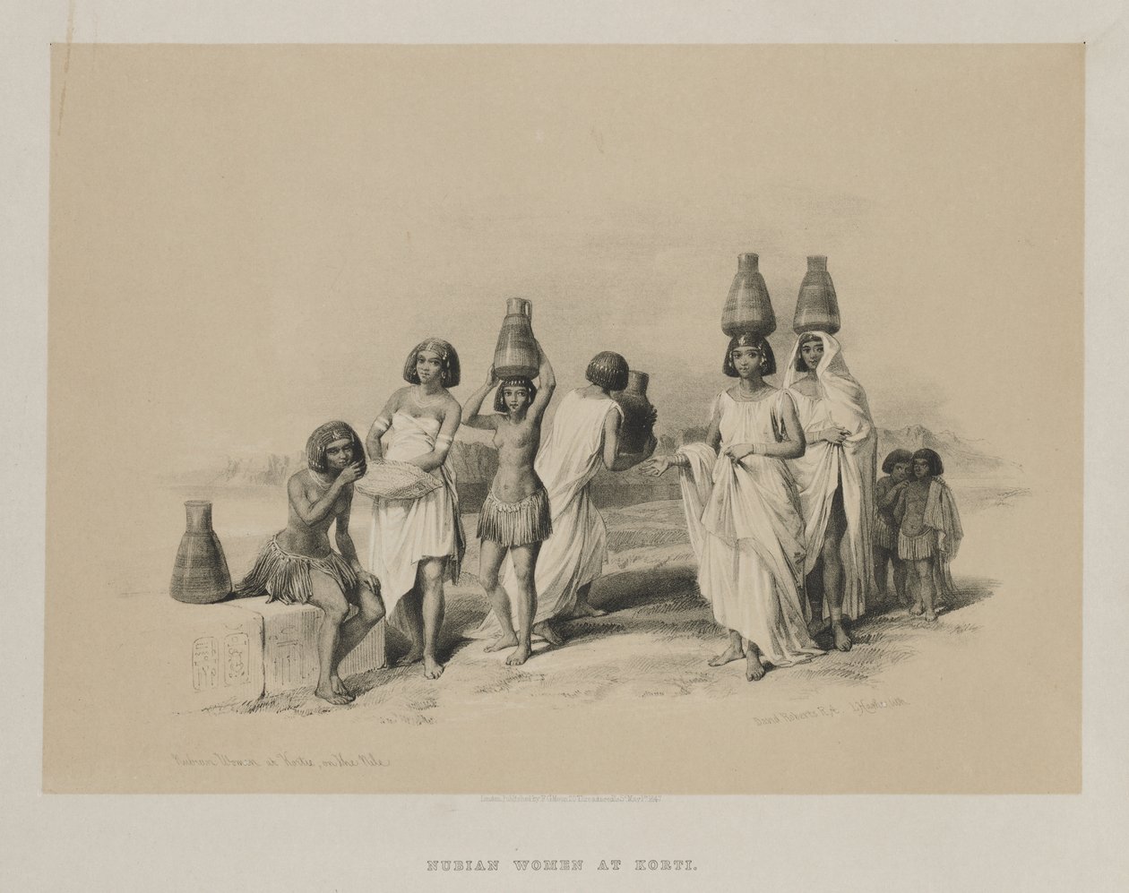 Egypt and Nubia, Volume I: Nubian Women at Kortie, on the Nile, 1847 by Louis Haghe