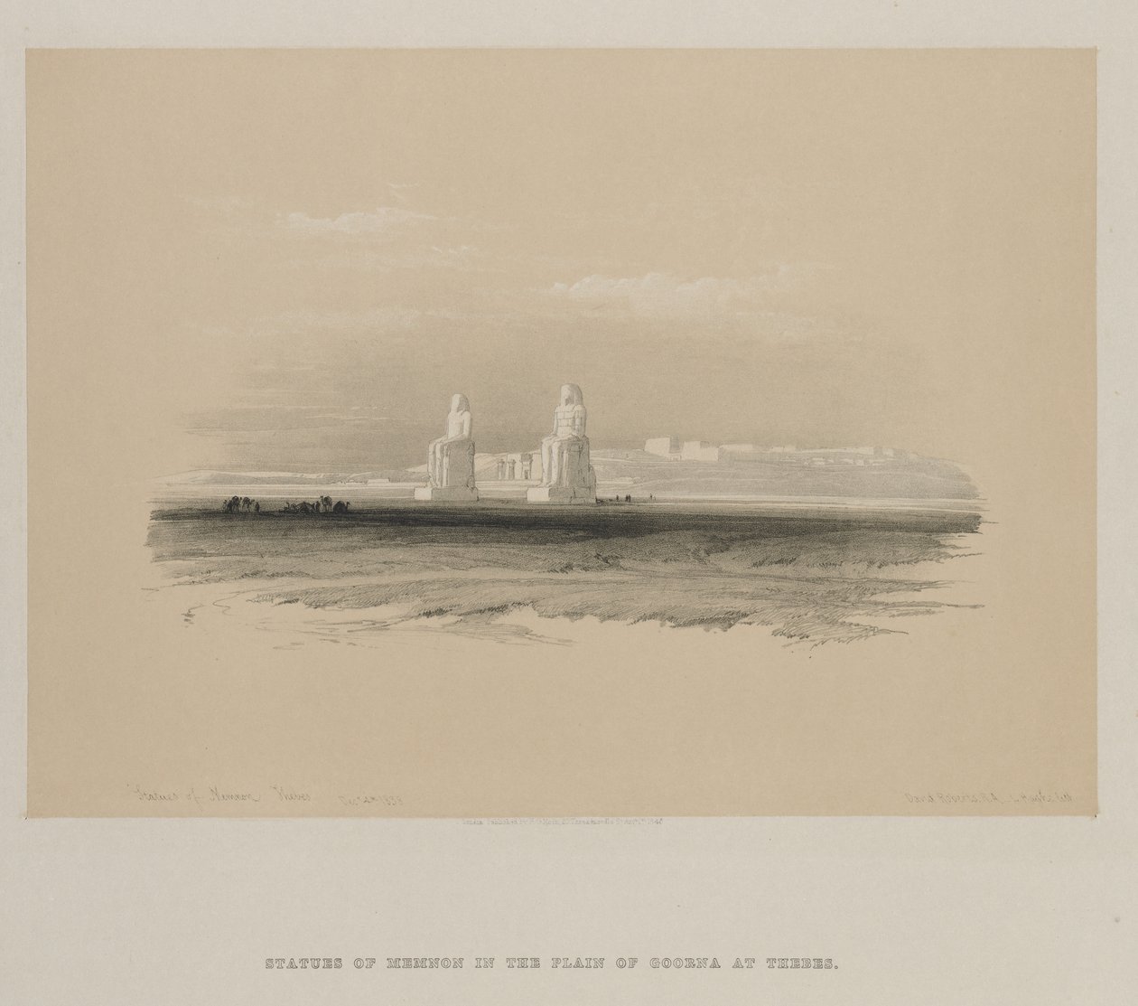 Egypt and Nubia, Volume I: Statues of Memnon, Thebes by Louis Haghe