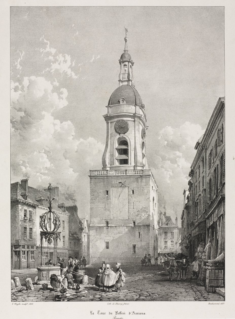 Picturesque and Romantic Travels in Old France, Picardie: The Belfry Tower of Amiens, Picardie (after François Bonhommé) by Louis Haghe