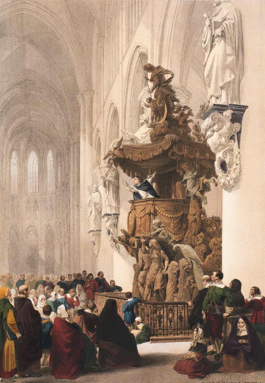 Pulpit in St. Gudule, Brussels by Louis Haghe