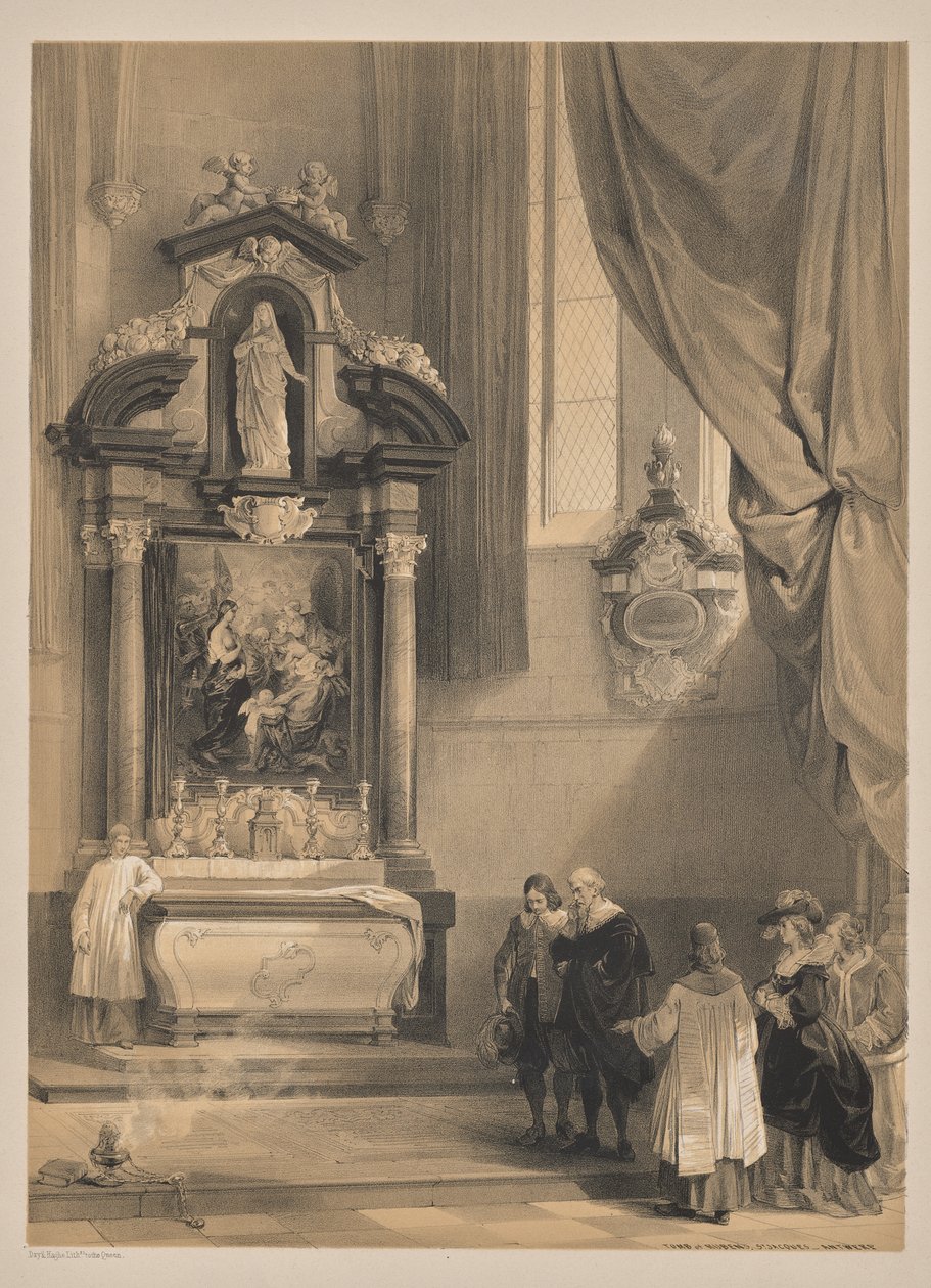 Sketches in Belgium and Germany, Second Series: No. 26 - Tomb of Rubens, St. Jacques, Antwerp by Louis Haghe