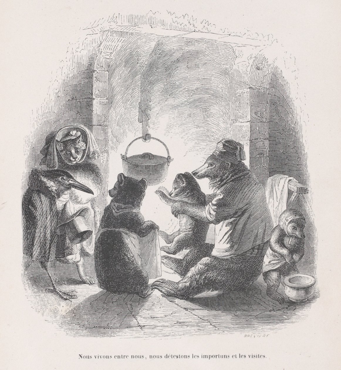 We live between ourselves, we hate the nuisances and the visits from Scenes from the Private and Public Life of Animals, ca. 1837-47 by Louis Henri Brévière