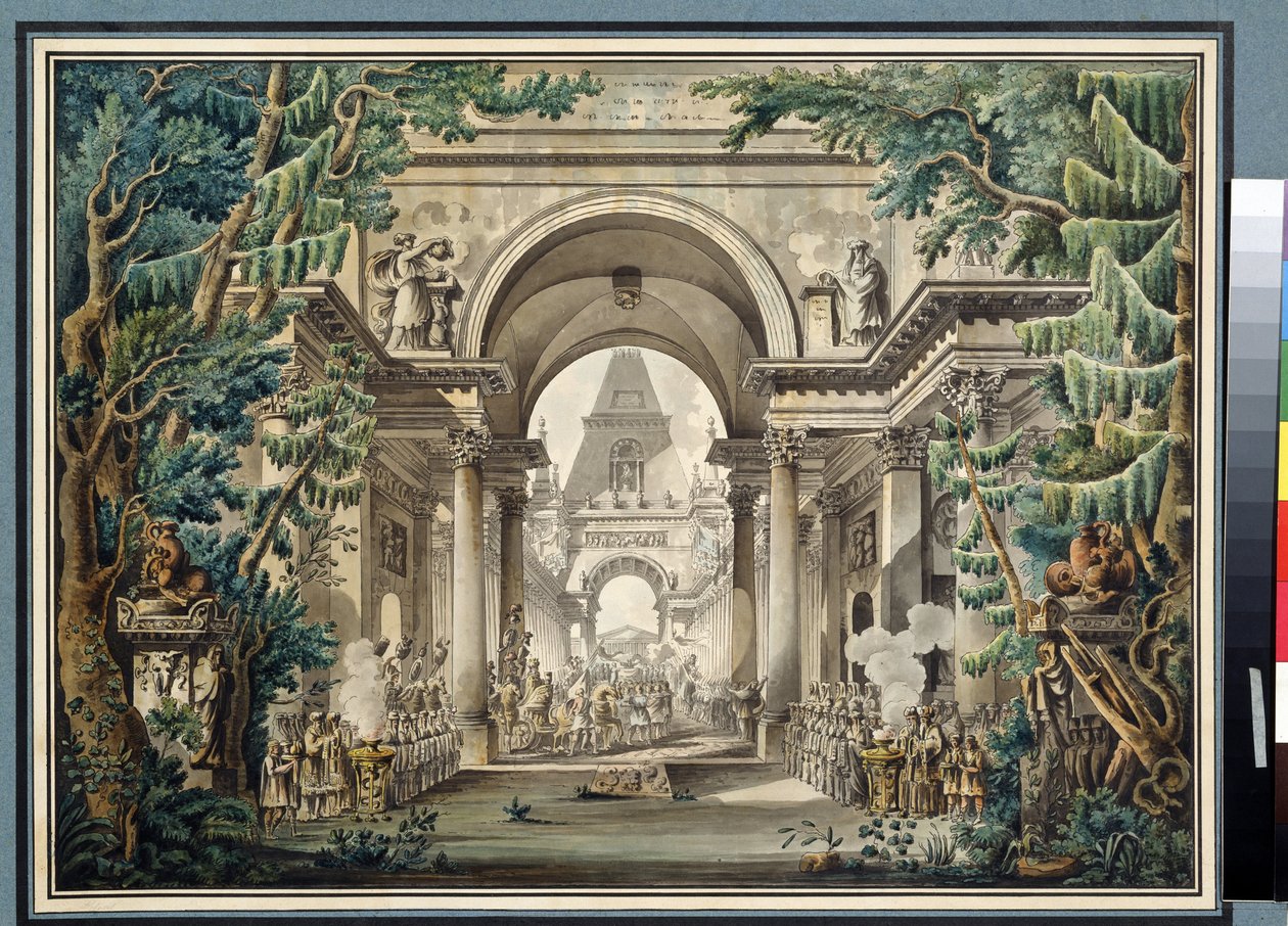 Procession in a Temple. Scenography for a Play by Louis Jean Desprez