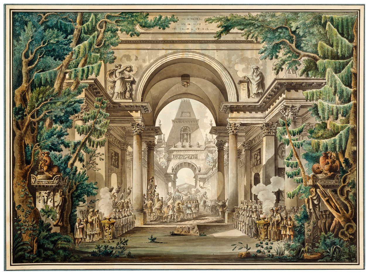Procession in a Temple. Set Design for a Theatre Play by Louis Jean Desprez
