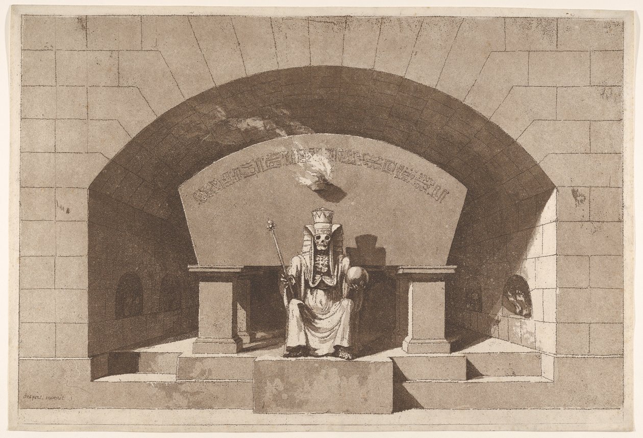 Tomb with Death Enthroned as a Sphinx, ca. 1779-84 by Louis Jean Desprez