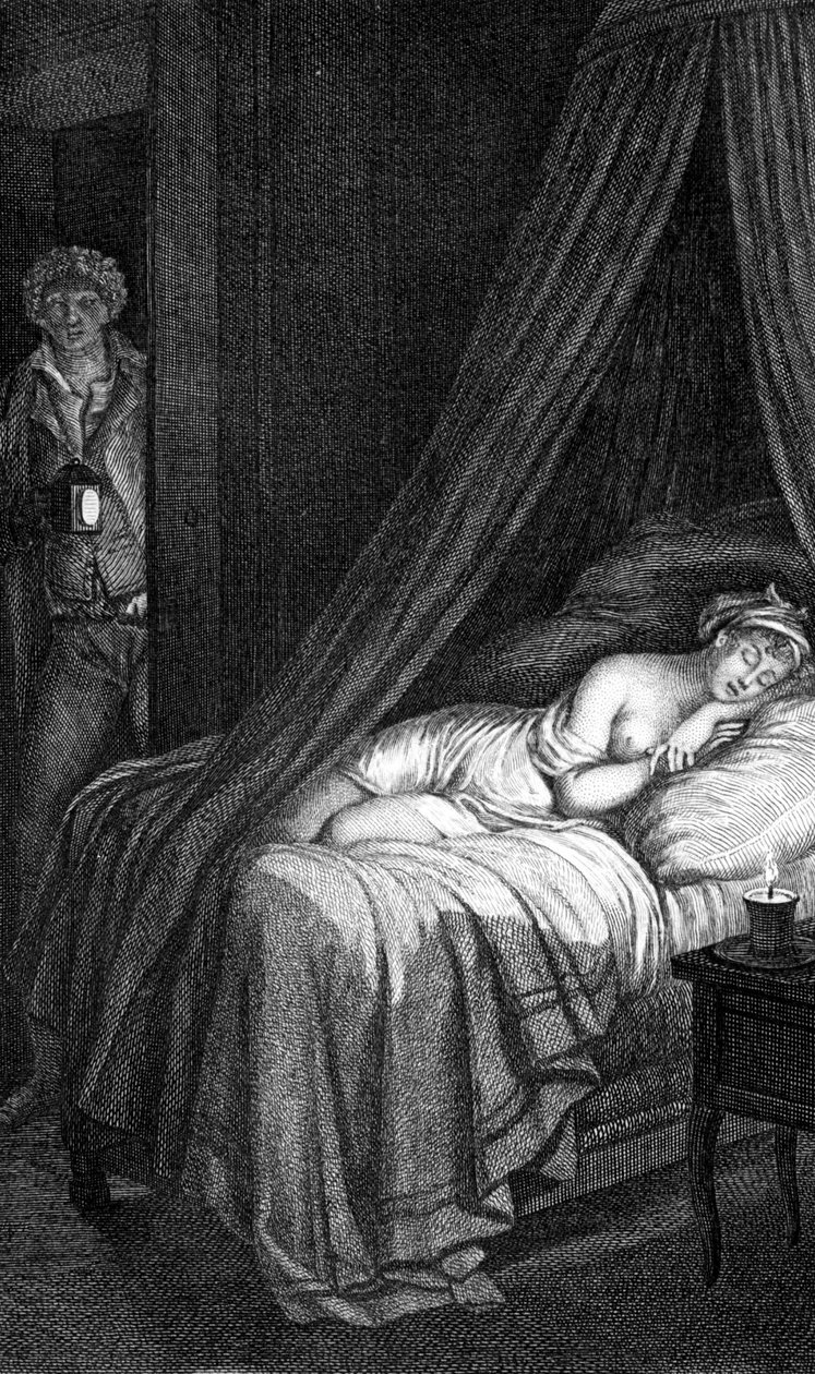 Dangerous Links of Choderlos de Laclos (letter 96). Valmont and Cécile de Volanges. Illustration engraved by Masquelier after Mademoiselle Gérard. by Louis Joseph I Masquelier