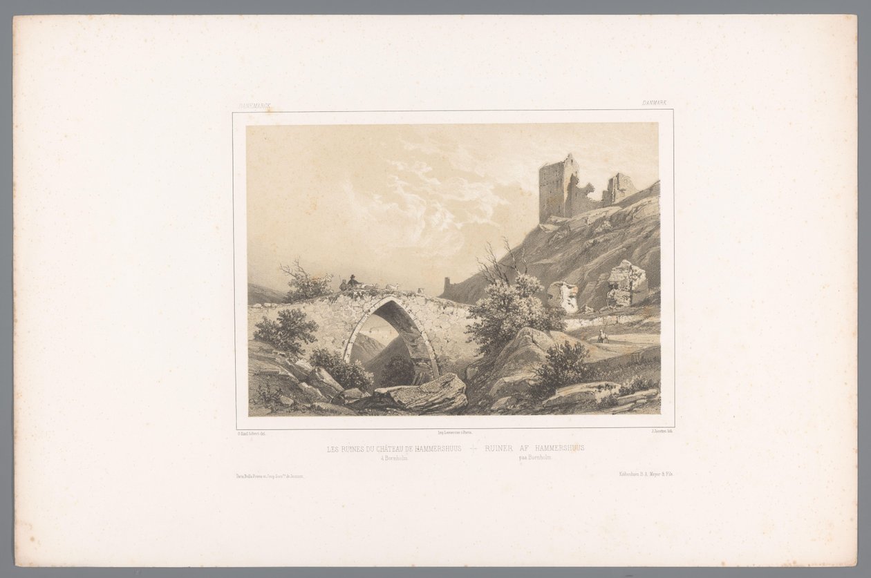 View of the Ruins of Hammershus Castle by Louis Julien Jacottet