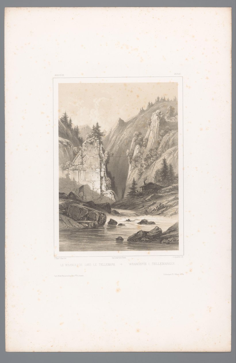 View of a Bridge over a Gorge in Telemark by Louis Julien Jacottet