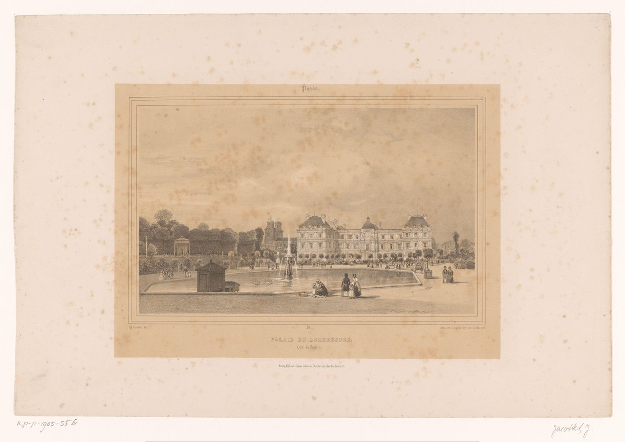 View of the Luxembourg Palace from the Luxembourg Garden (Views in and around Paris) by Louis Julien Jacottet