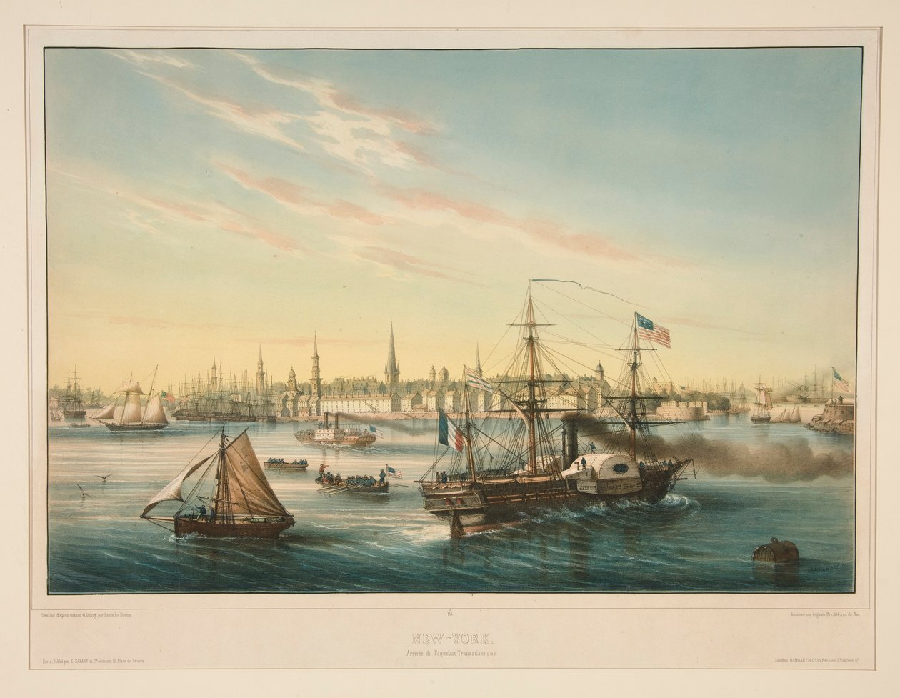 New York. Arrival of the Transatlantic Steamer by Louis Le Breton