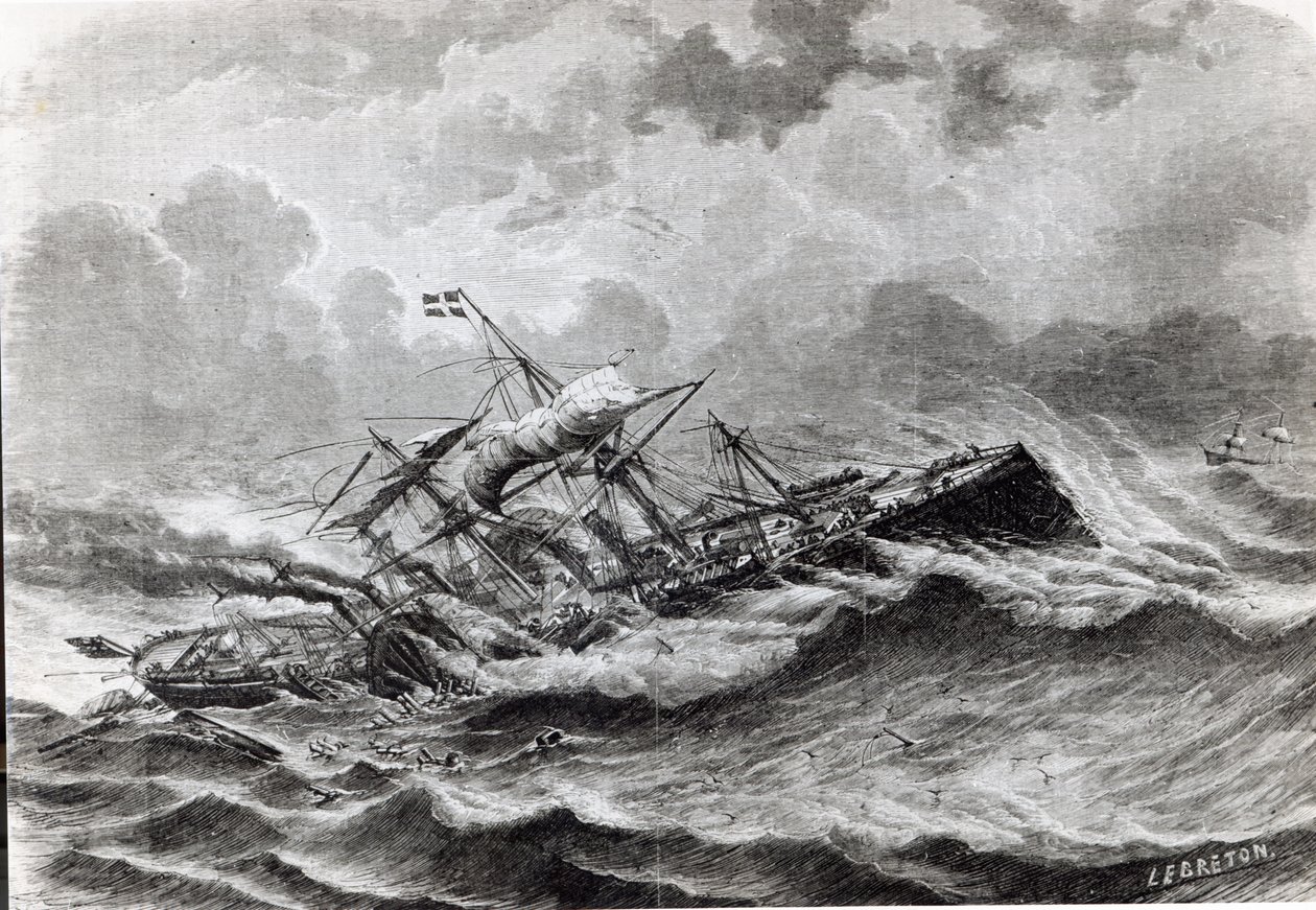 The disaster to the Great Eastern in September, 1861 by Louis Le Breton