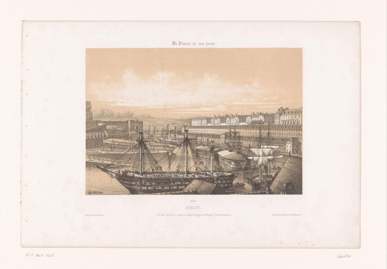 View of the Arsenal at the port of Brest (Contemporary France) by Louis Le Breton