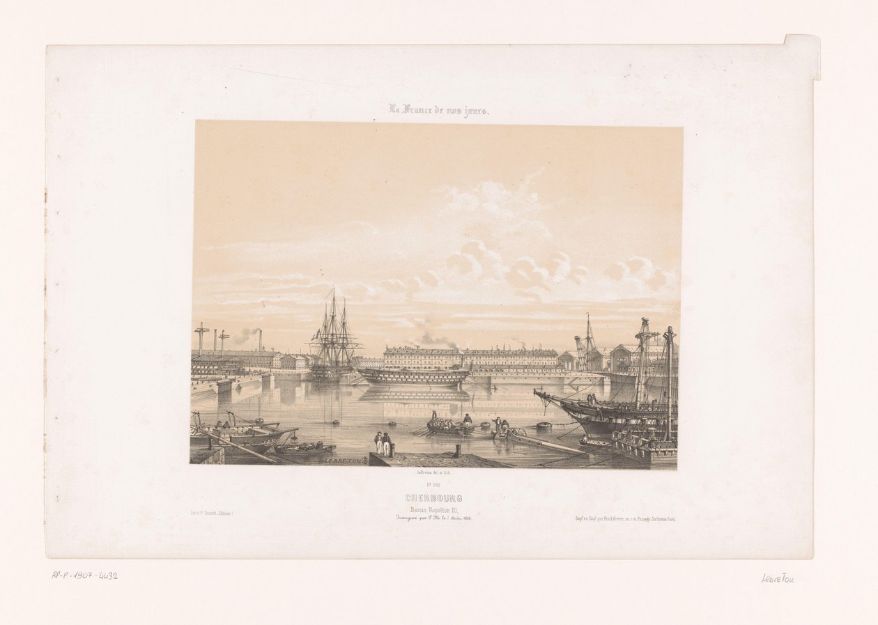 View of the Napoleon III Basin at the Port of Cherbourg by Louis Le Breton