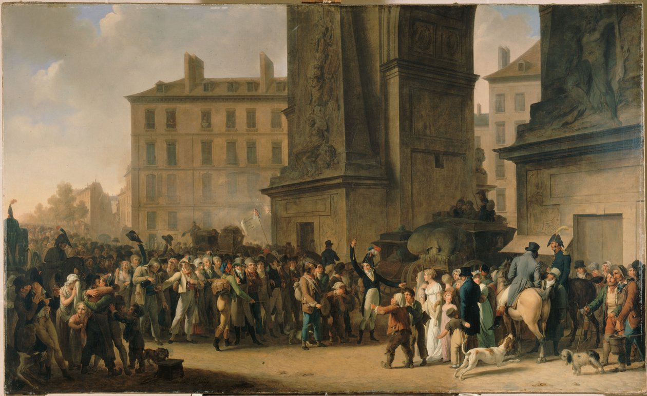 The conscripts of 1807 parading before the Porte Saint-Denis by Louis Leopold Boilly