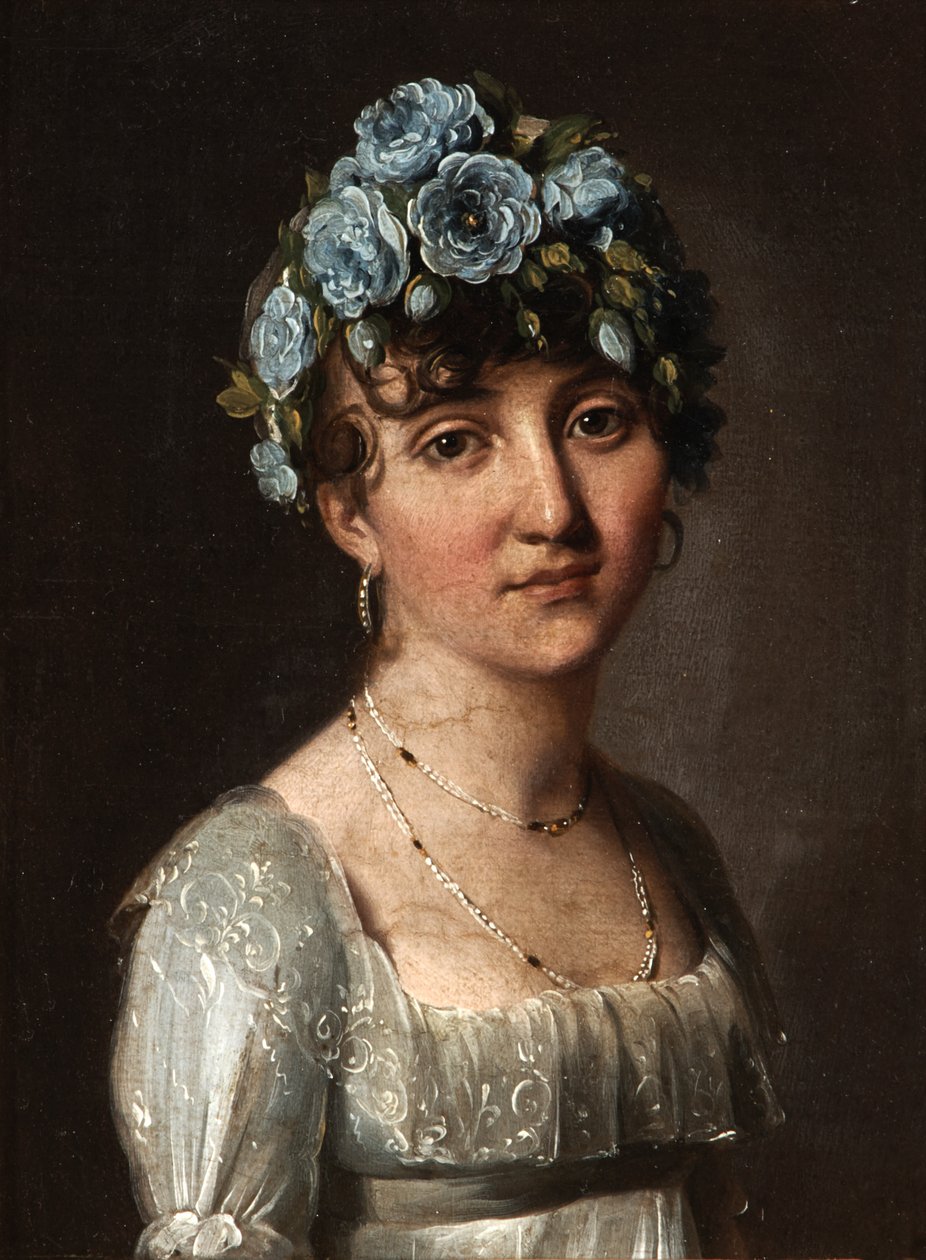 Portrait of Baroness Mesgrigny, née Berthelot de Rambuteau (Portrait of a Young Woman with Blue Flowers) by Louis Leopold Boilly