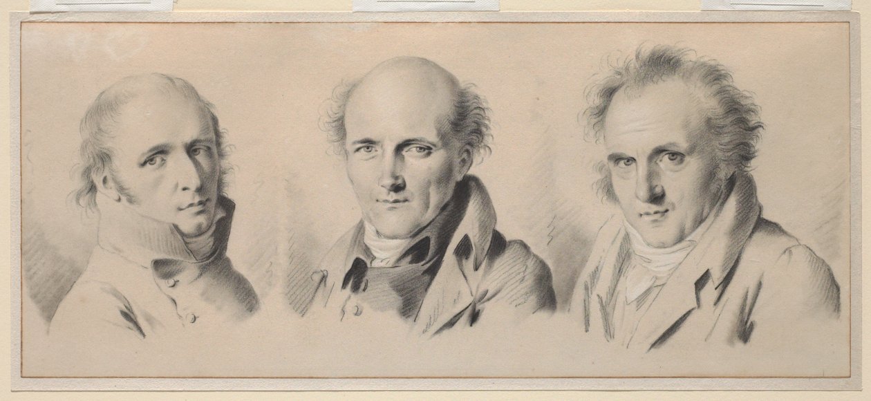 Portraits of Charles Percier, Pierre-François-Léonard Fontaine, and Claude-Louis Bernier by Louis Leopold Boilly