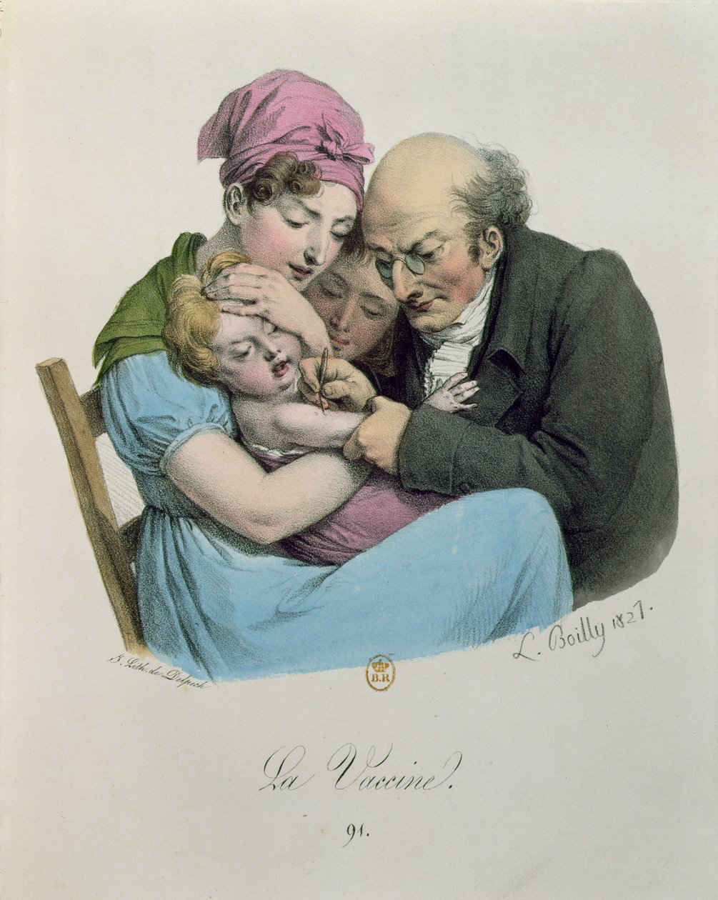 The Vaccine, engraved by Francois Seraphin Delpech, 1827 by Louis Leopold Boilly