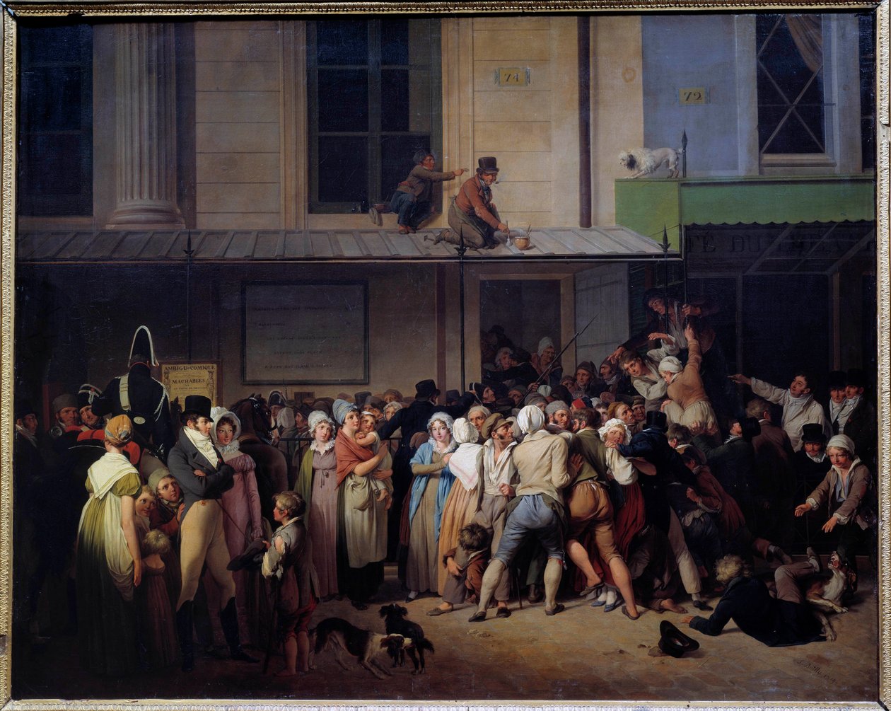 The entrance to the theatre of ambiguous comic has a free representation by Louis Leopold Boilly