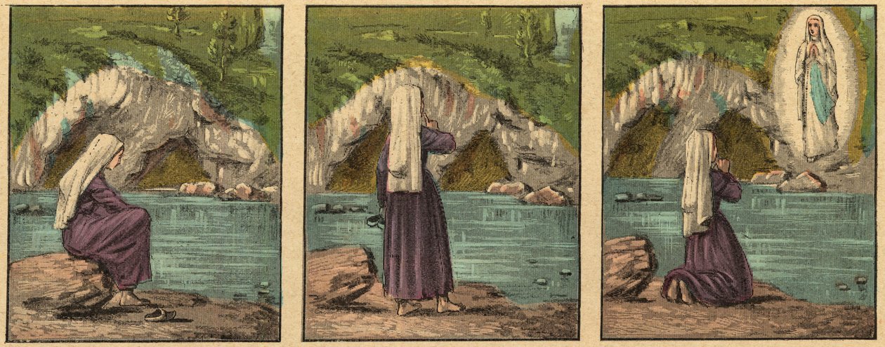 The Apparition of Virgin Mary in Lourdes by Louis Maitrejean