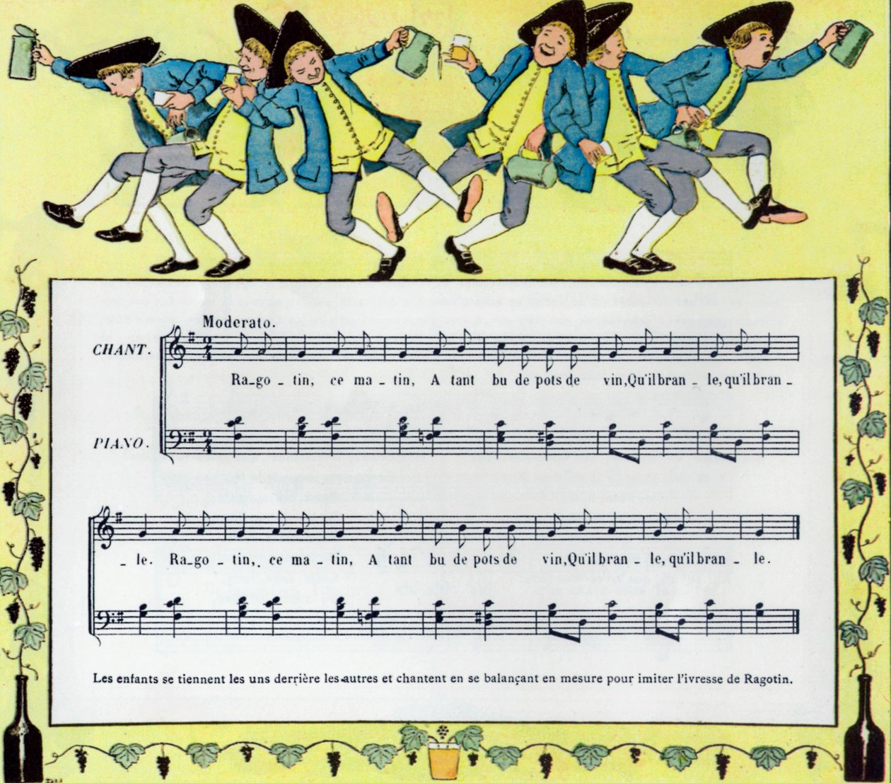 Score and illustration by Louis Maurice Boutet de Monvel of child