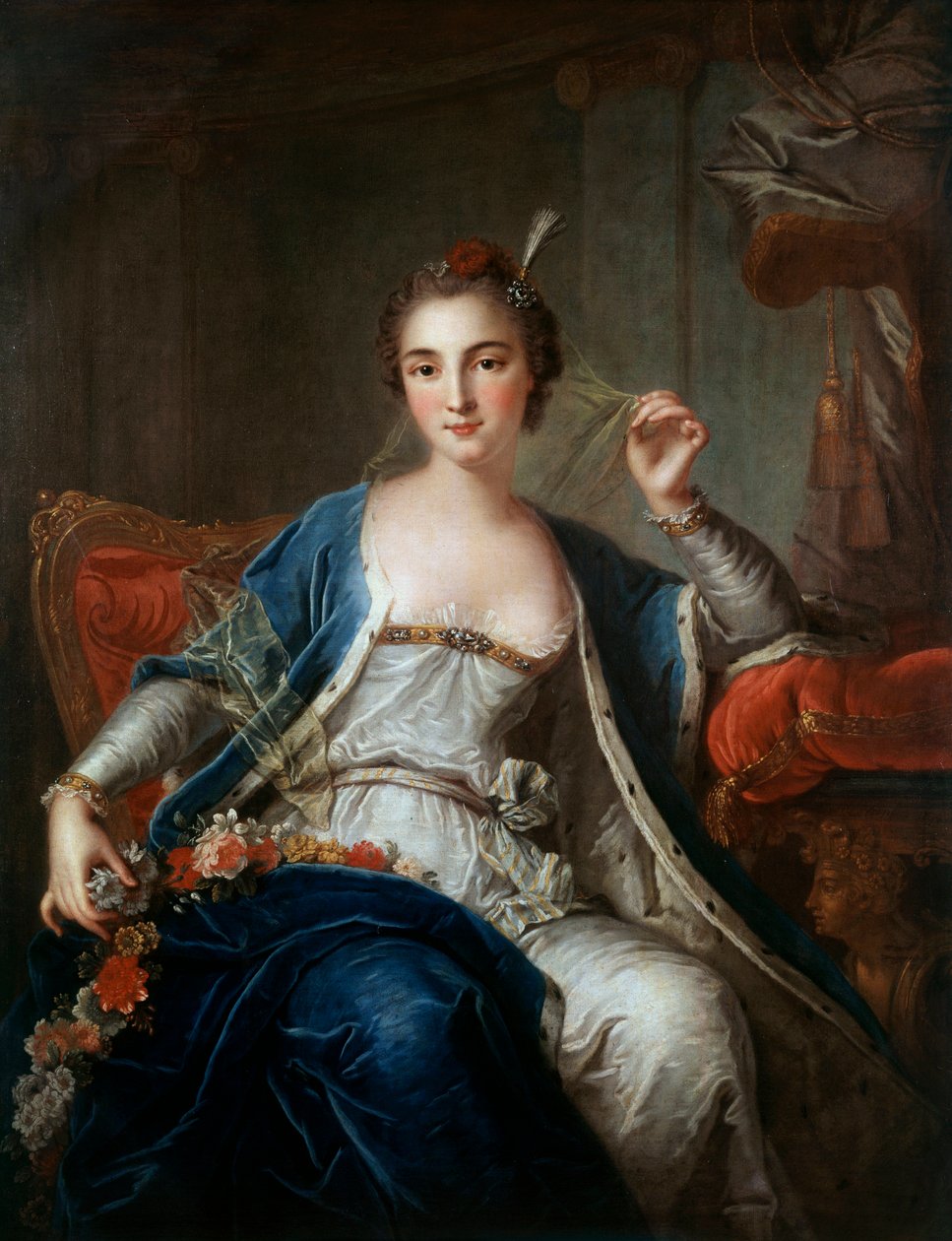 Portrait of Mademoiselle Salle in 1737 (Painting by Louis Michel Van Loo) by Louis Michel van Loo