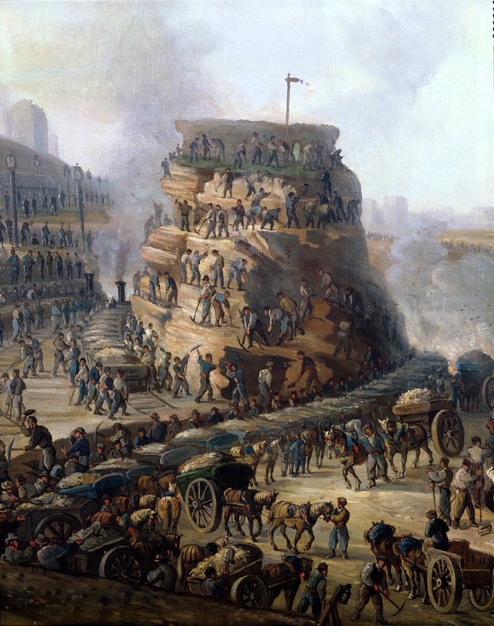 The Emperor Napoleon III and the Empress Eugenie Visiting the Chaillot Hill while being Levelled, 1867 (detail) by Louis Moullin