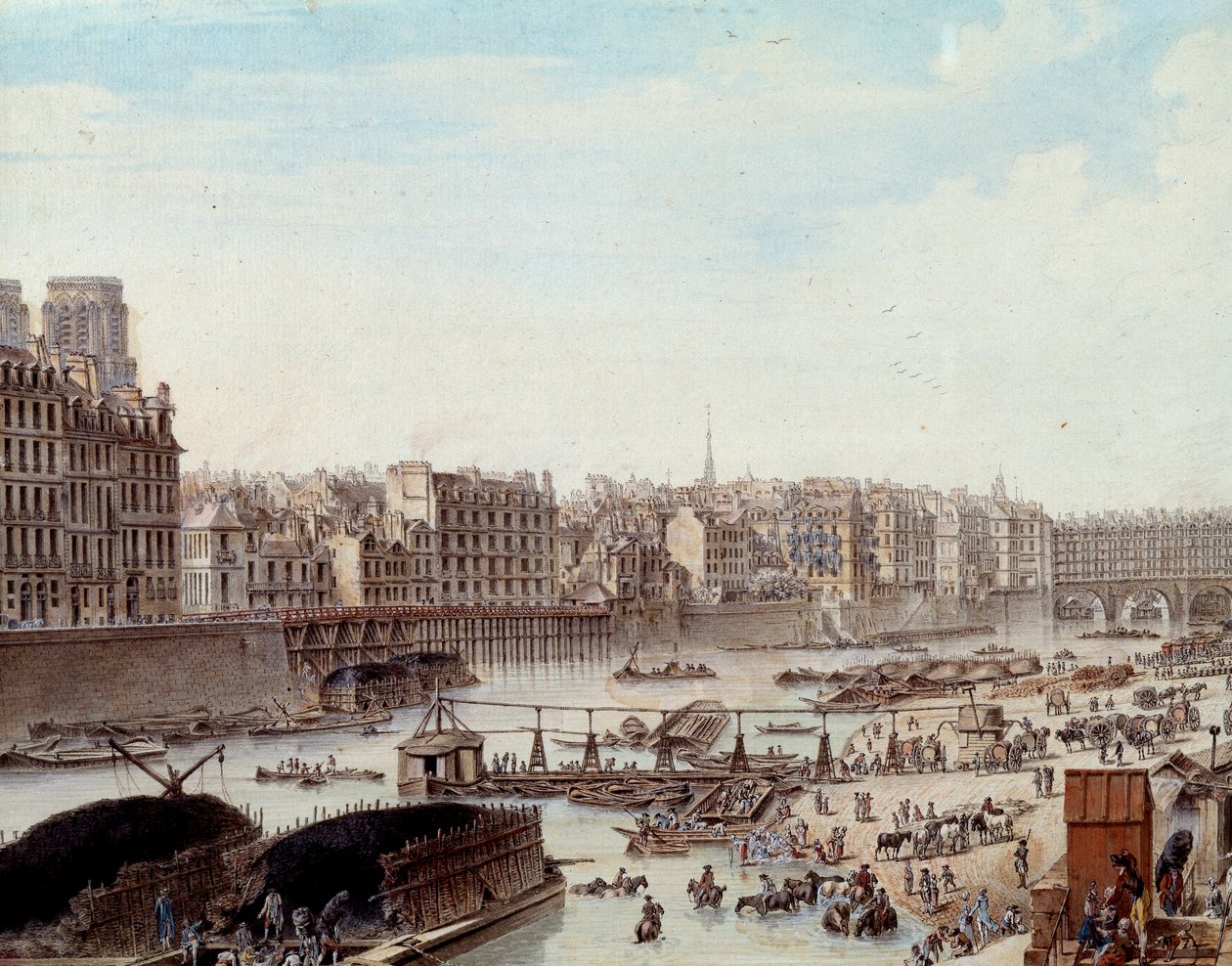 Maritime Life on the Docks of the Port in Paris in 1782 (Detail) by Louis Nicolas de Lespinasse