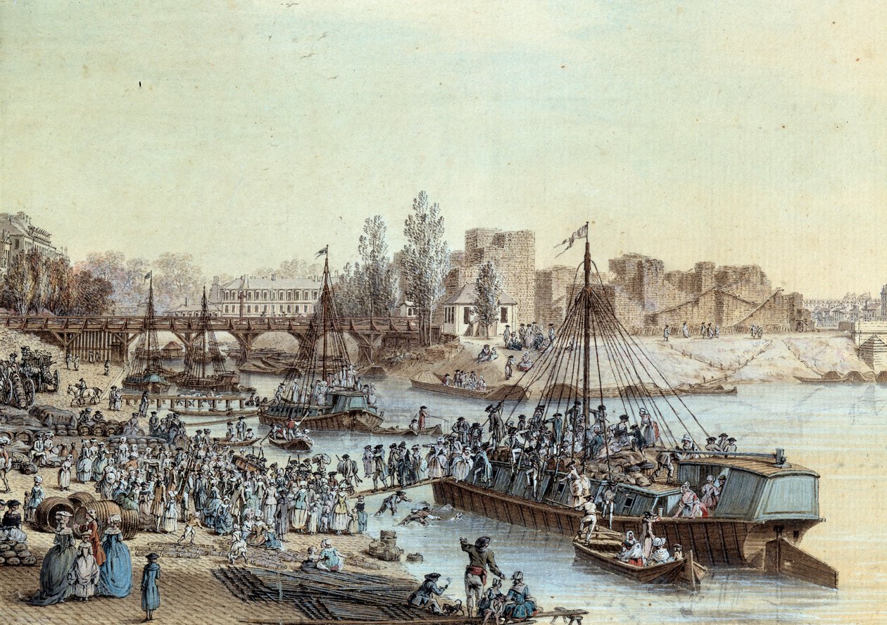 Shipping Ship Loaded with Passengers Arriving at the Dock by Louis Nicolas de Lespinasse