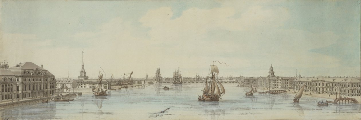View of the banks of the river Neva between the Winter Palace and the Academy of Sciences by Louis Nicolas de Lespinasse