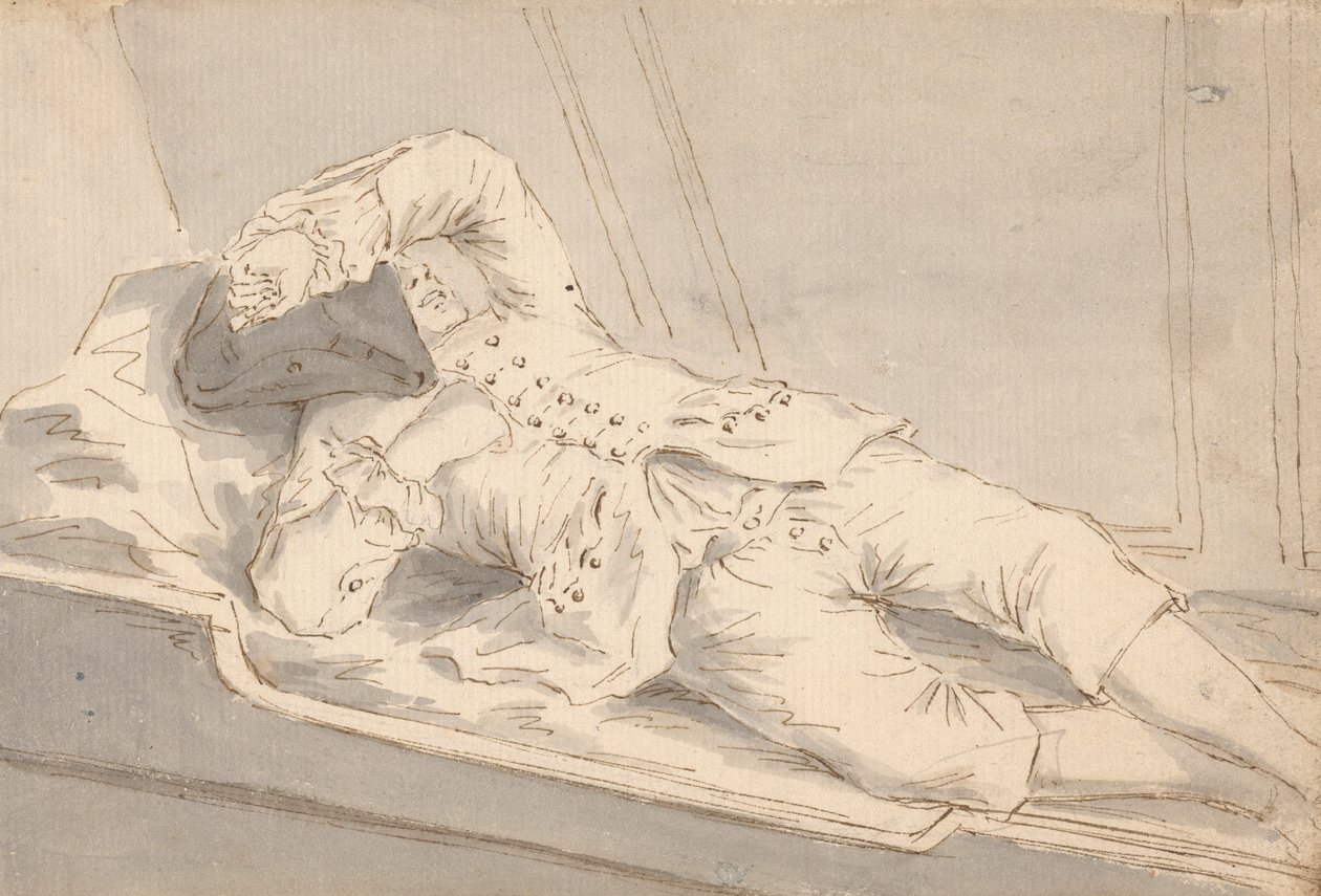 Man Asleep in a Bunk on Board a Ship by Louis Philippe Boitard
