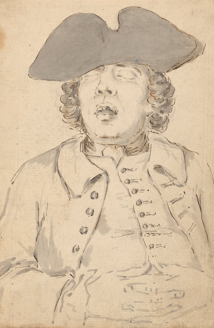 Man Asleep with his Mouth Wide Open and Hands Crossed by Louis Philippe Boitard