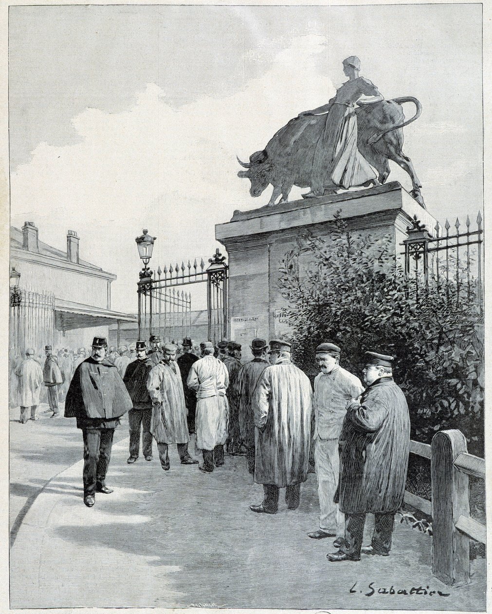 Strikers at the Abattoir de la Villette by Louis Remy Sabattier