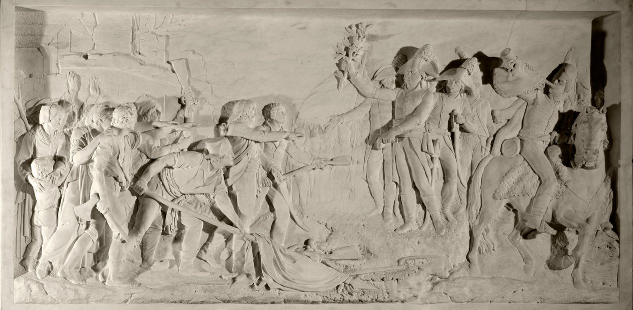 Pacification of the Vendee by General Lazare Hoche in 1796 (Low relief in marble carved by Simon Louis Boizot) by Louis Simon Boizot