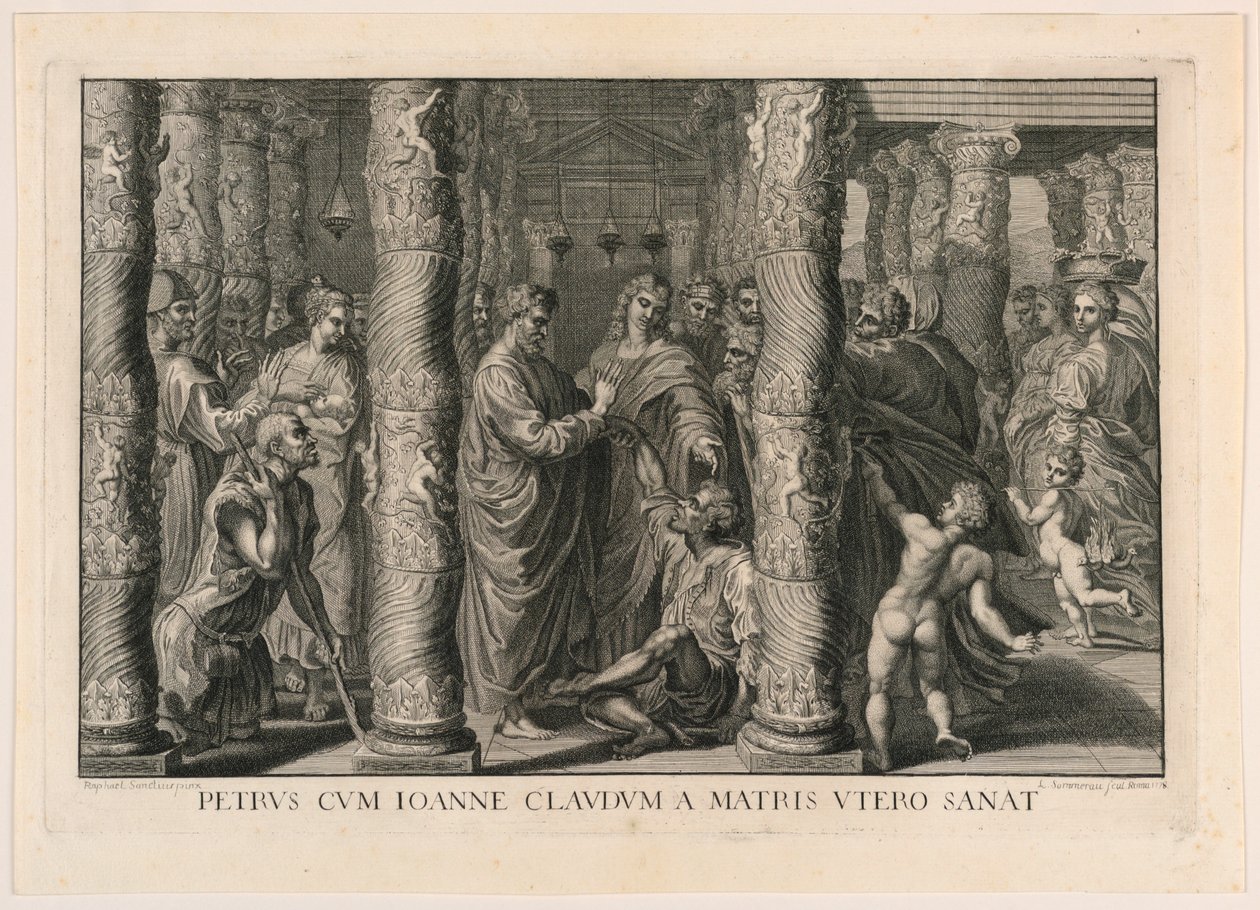The Healing of the Lame Man at the Beautiful Gate of the Temple by Louis Sommereau