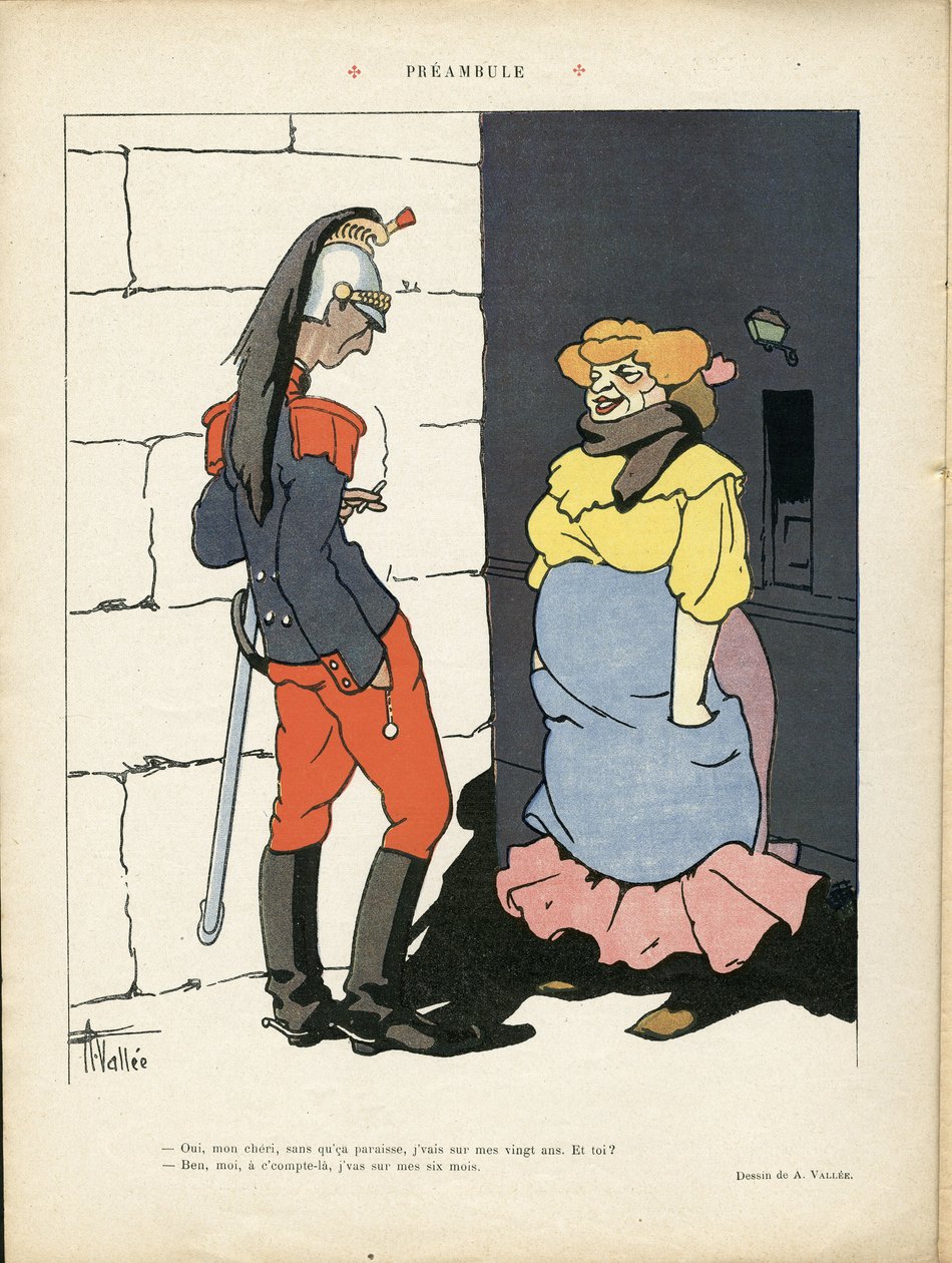 Illustration of Louis Vallet in Le Rire, 02/03/12 - Preamble - Army, Prostitution by Louis Vallet
