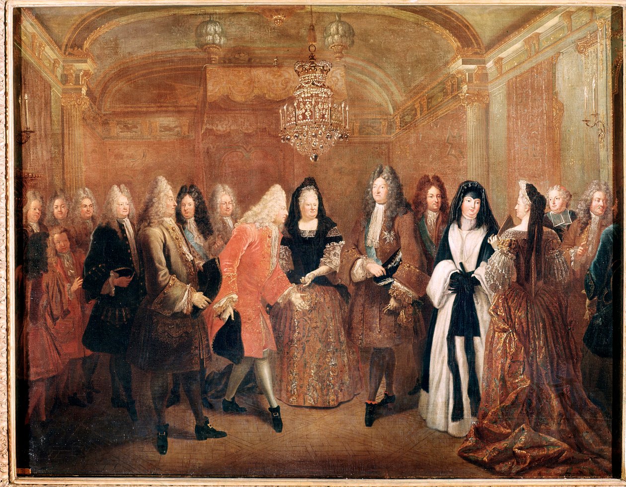 King Louis XIV Receives Prince Frederick Augustus I at Fontainebleau by Louis de Silvestre